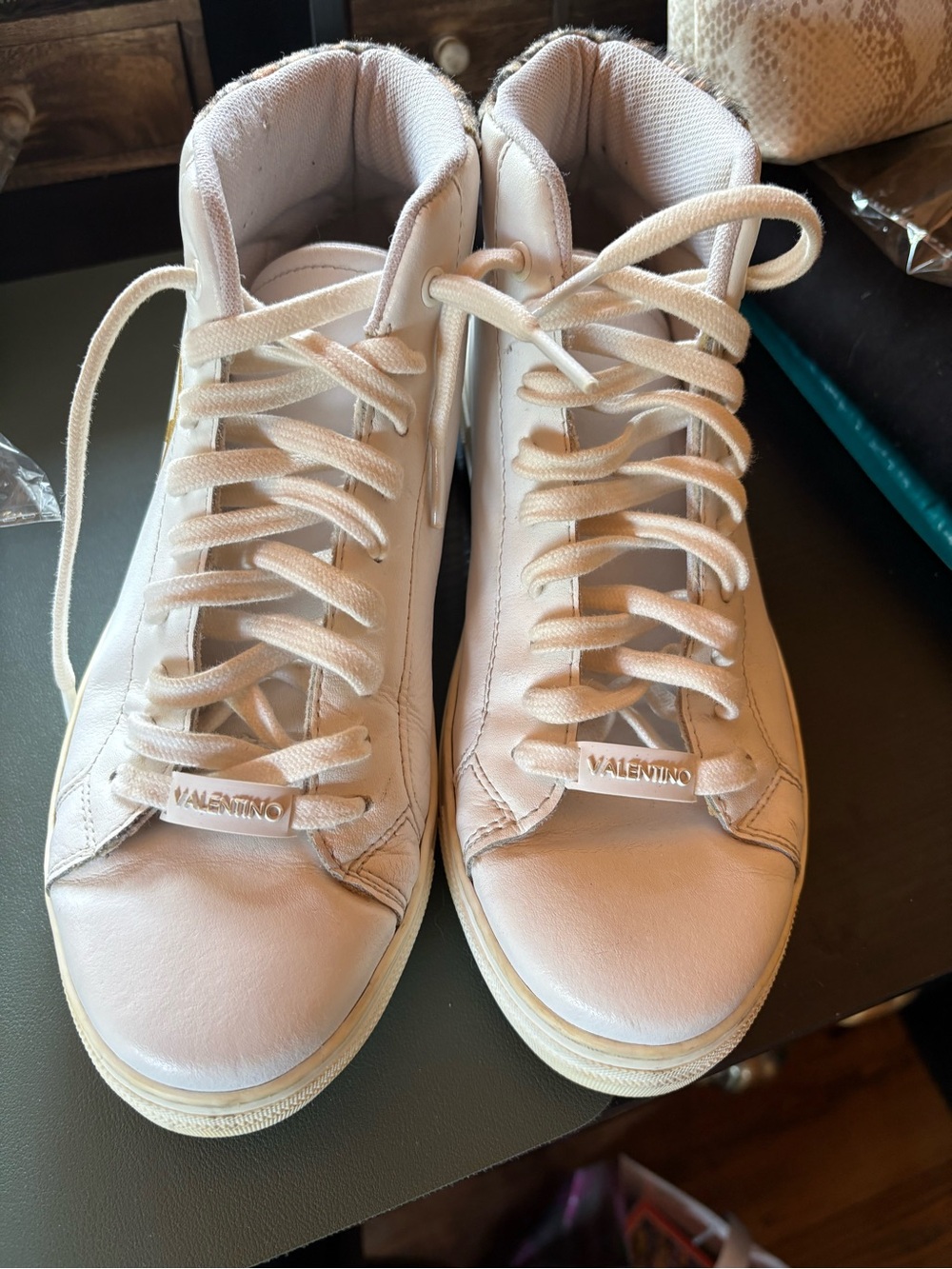 Valentino Women’s White Leather High-Top Sneakers